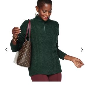 Women's Medium Green 1/4 Zip Sweater Croft & Barrow